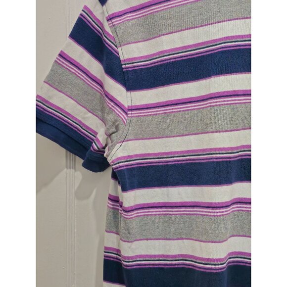 Levis Mens Striped Polo Shirt With Navy Collar Size L - Picture 12 of 15